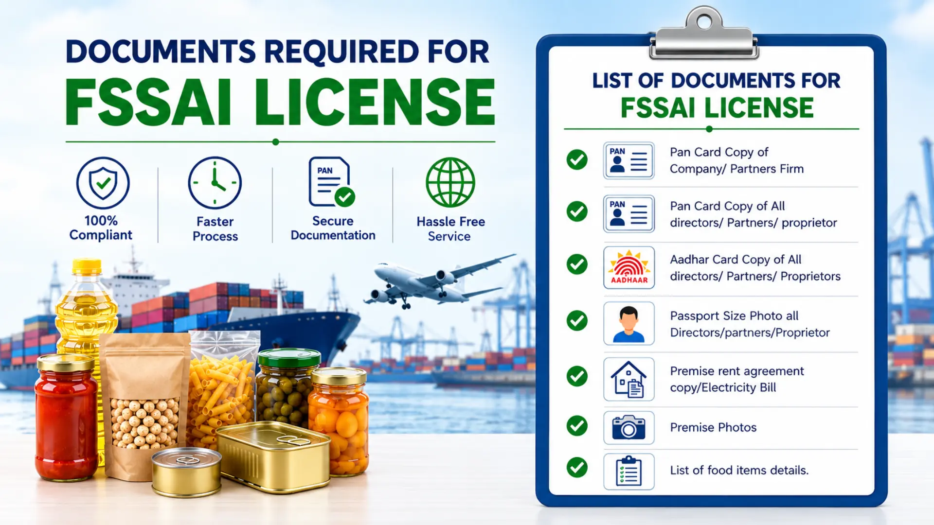 Documents required for FSSAI License