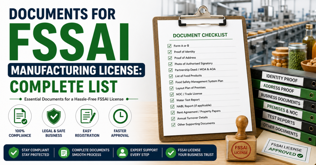 Documents for FSSAI Manufacturing License Complete List